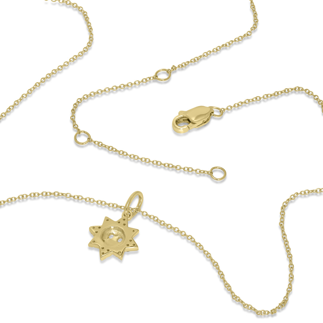 0.07 Cts White Diamond SUN Pendant in 14K Yellow Gold