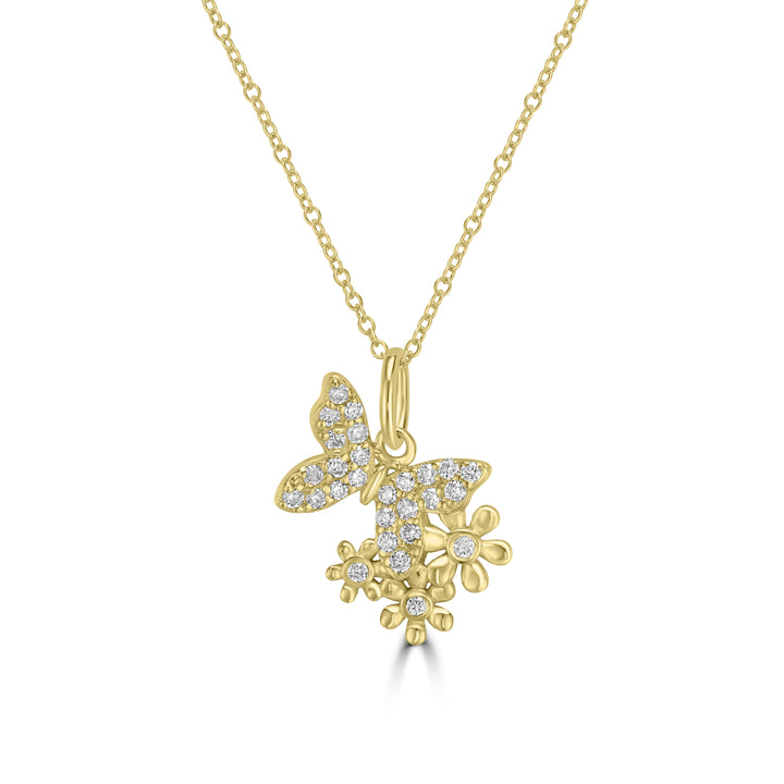 0.16 Cts White Diamond Pendant in 14K Yellow Gold