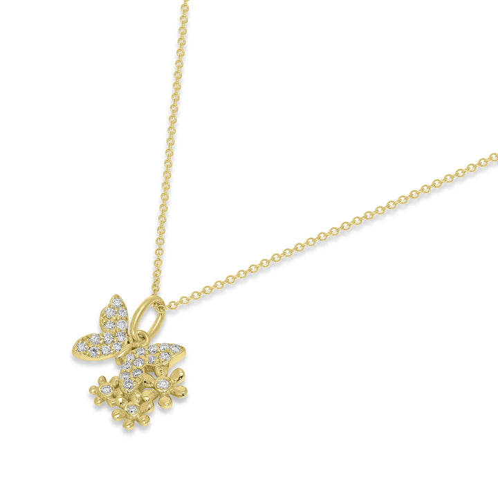 0.16 Cts White Diamond Pendant in 14K Yellow Gold
