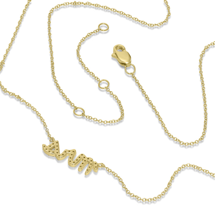 0.14 Cts White Diamond "MRS" Pendant in 14K Yellow Gold