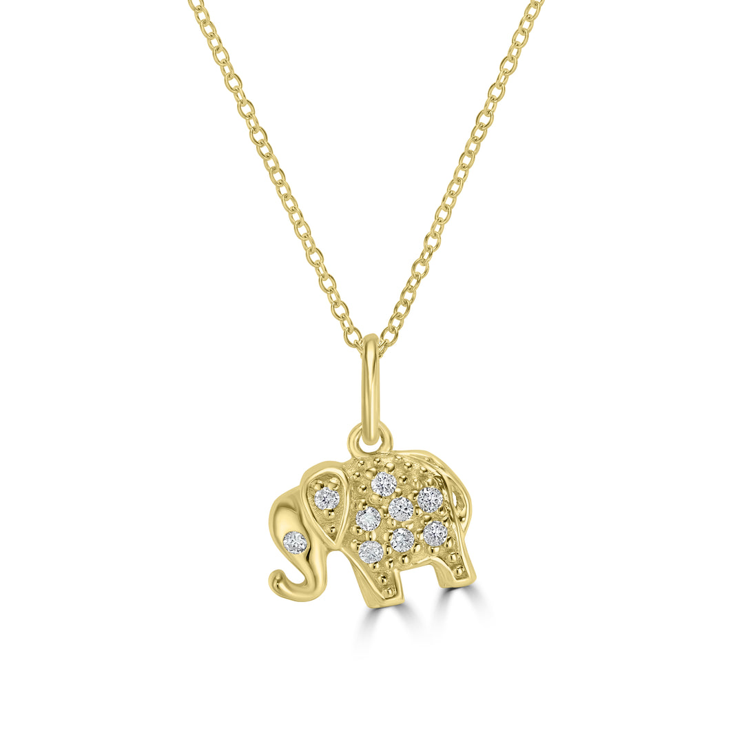 0.11 Cts White Diamond Pendant in 14K Yellow Gold