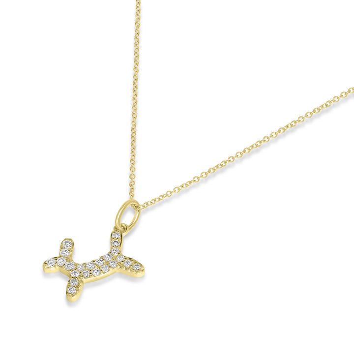 0.22 Cts White Diamond BALLOON DOG Pendant in 14K Yellow Gold