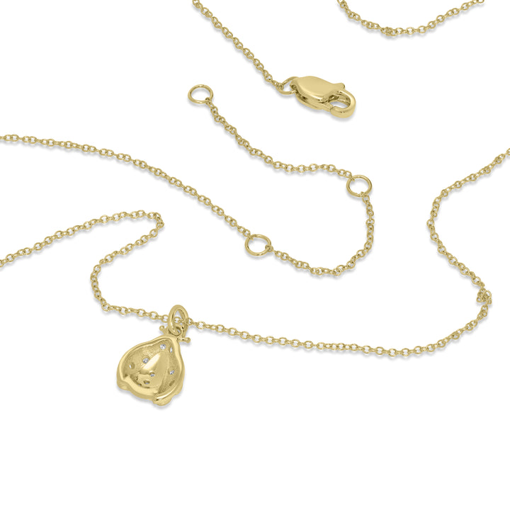 0.07 Cts White Diamond LADYBUG Pendant in 14K Yellow Gold