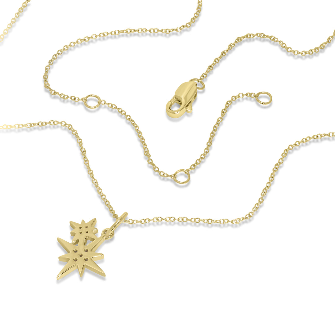 0.05 Cts White Diamond STARS Pendant in 14K Yellow Gold