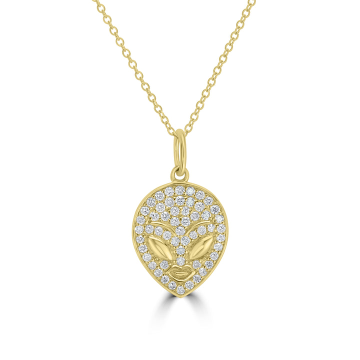 0.25 Cts White Diamond Pendant in 14K Yellow Gold