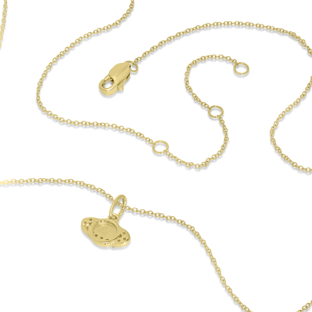 0.06 Cts White Diamond SATURN Pendant in 14K Yellow Gold
