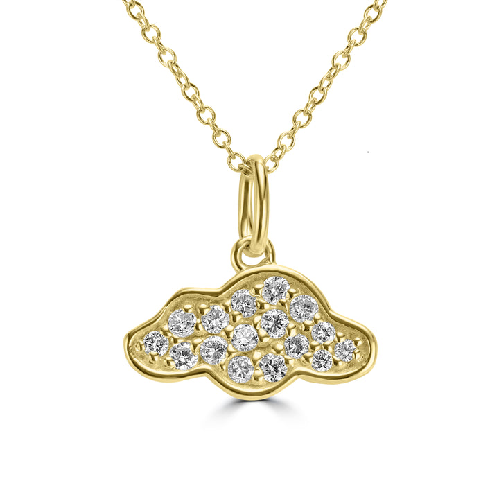 0.18 Cts White Diamond Pendant in 14K Yellow Gold
