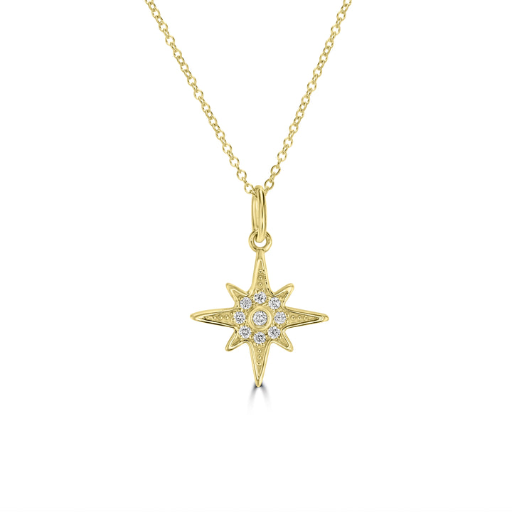 0.06 Cts White Diamond  STAR Pendant in 14K Yellow Gold