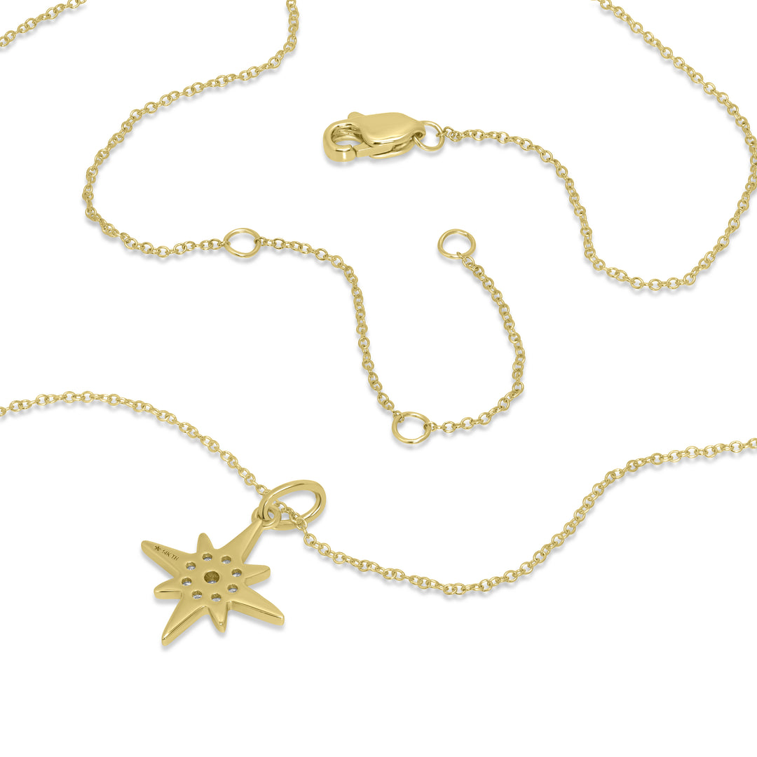 0.06 Cts White Diamond  STAR Pendant in 14K Yellow Gold