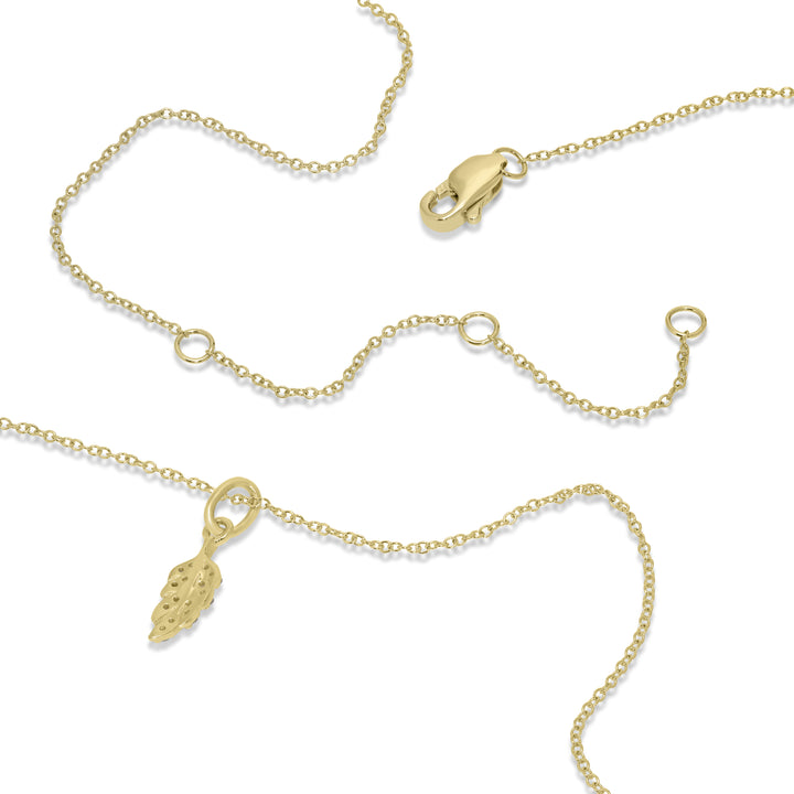 0.06 Cts White Diamond LEAF Pendant in 14K Yellow Gold