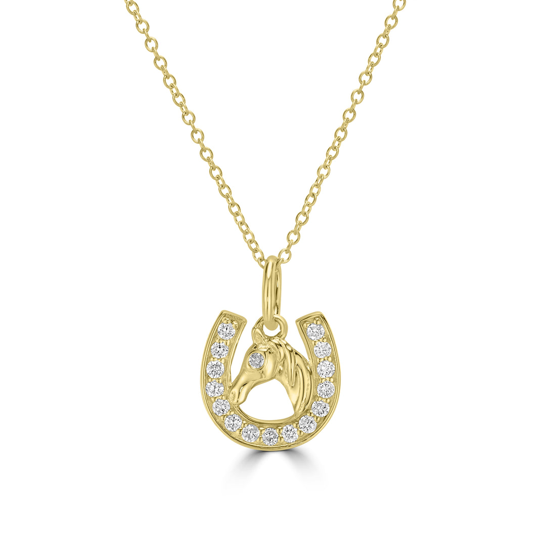 0.12 Cts White Diamond Pendant in 14K Yellow Gold