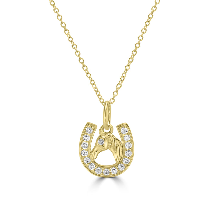 0.12 Cts White Diamond Pendant in 14K Yellow Gold