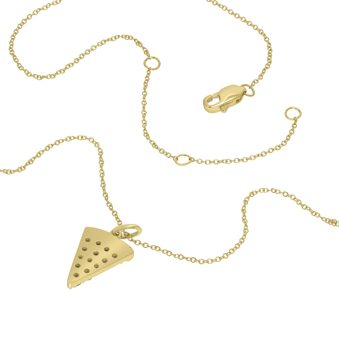 0.34 Cts White Diamond PIZZA Pendant in 14K Yellow Gold