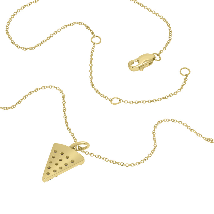 0.34 Cts White Diamond PIZZA Pendant in 14K Yellow Gold