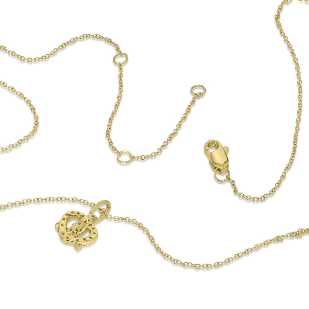 0.11 Cts White Diamond PRETZEL Pendant in 14K Yellow Gold