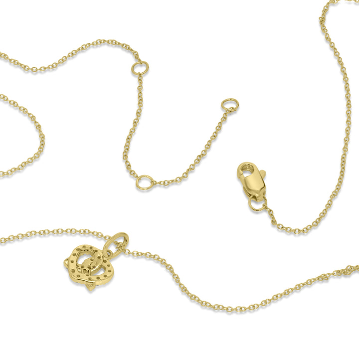 0.11 Cts White Diamond PRETZEL Pendant in 14K Yellow Gold
