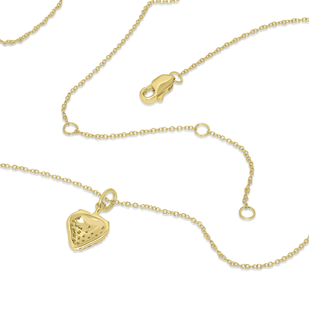 0.13 Cts White Diamond STRAWBERRY Pendant in 14K Yellow Gold