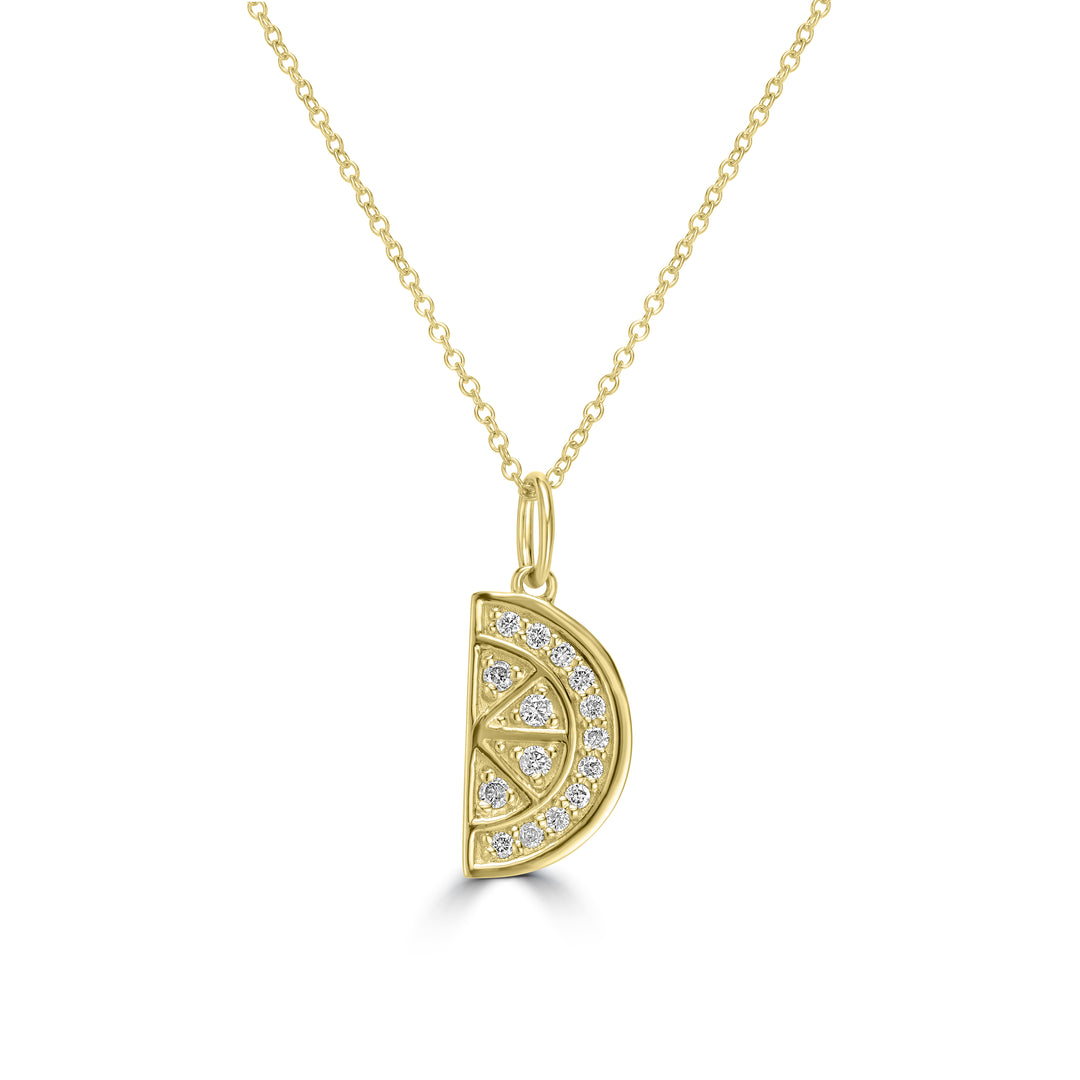 0.13 Cts White Diamond Pendant in 14K Yellow Gold