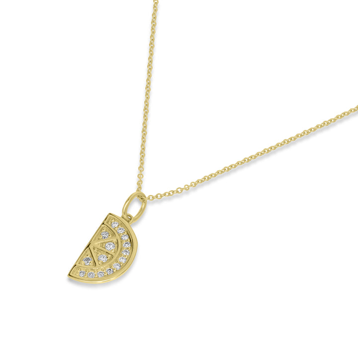 0.13 Cts White Diamond Pendant in 14K Yellow Gold