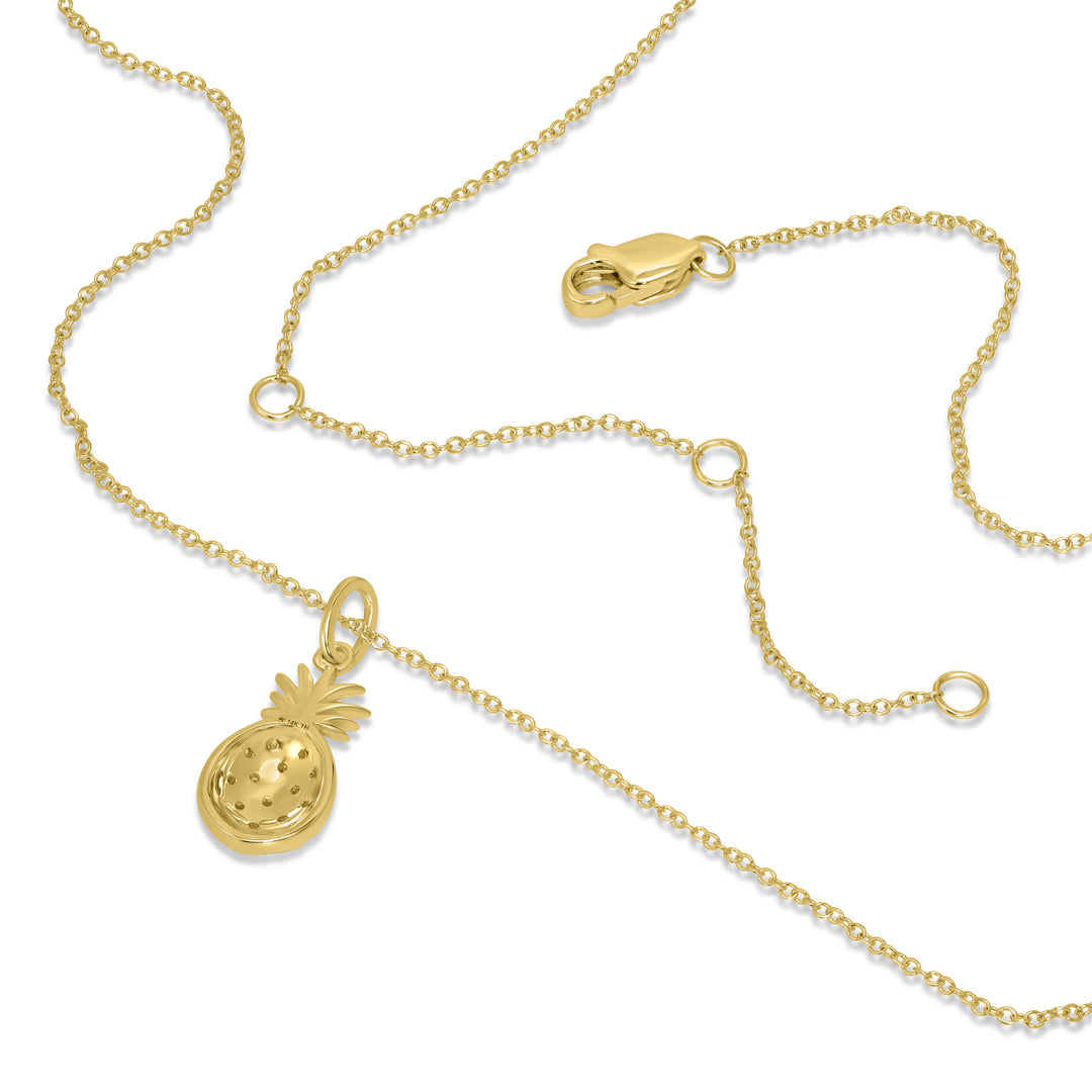 0.08 Cts White Diamond PINEAPPLE Pendant in 14K Yellow Gold