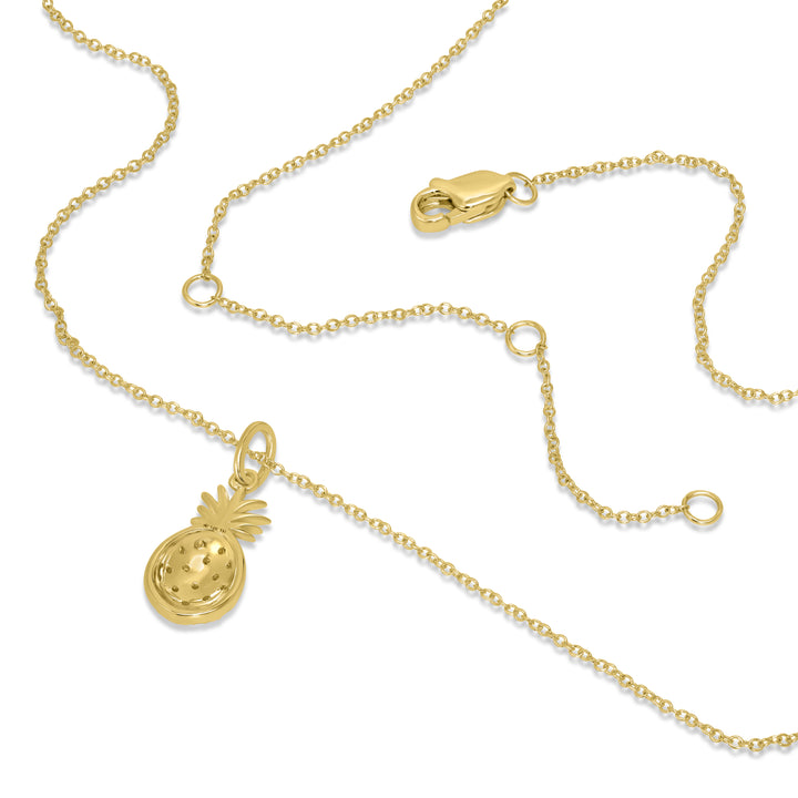 0.08 Cts White Diamond PINEAPPLE Pendant in 14K Yellow Gold