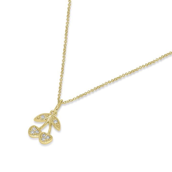 0.05 Cts White Diamond CHERRY  Pendant in 14K Yellow Gold