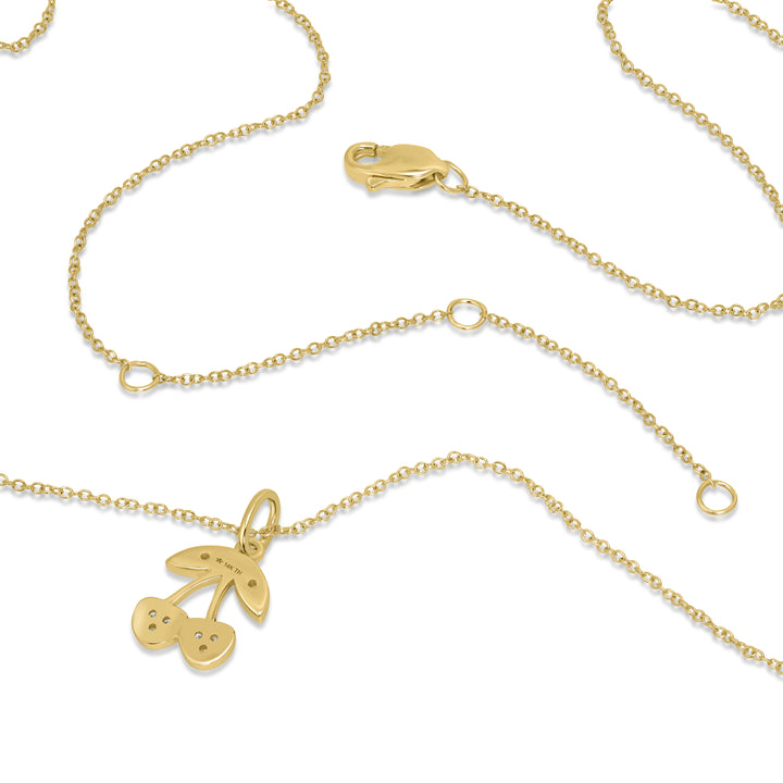 0.05 Cts White Diamond CHERRY  Pendant in 14K Yellow Gold