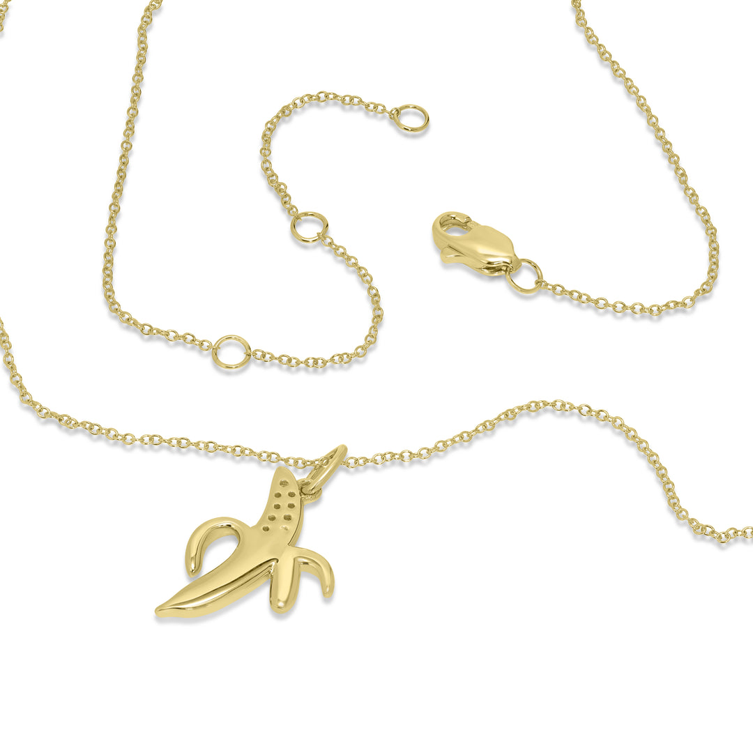 0.04 Cts White Diamond BANANA Pendant in 14K Yellow Gold