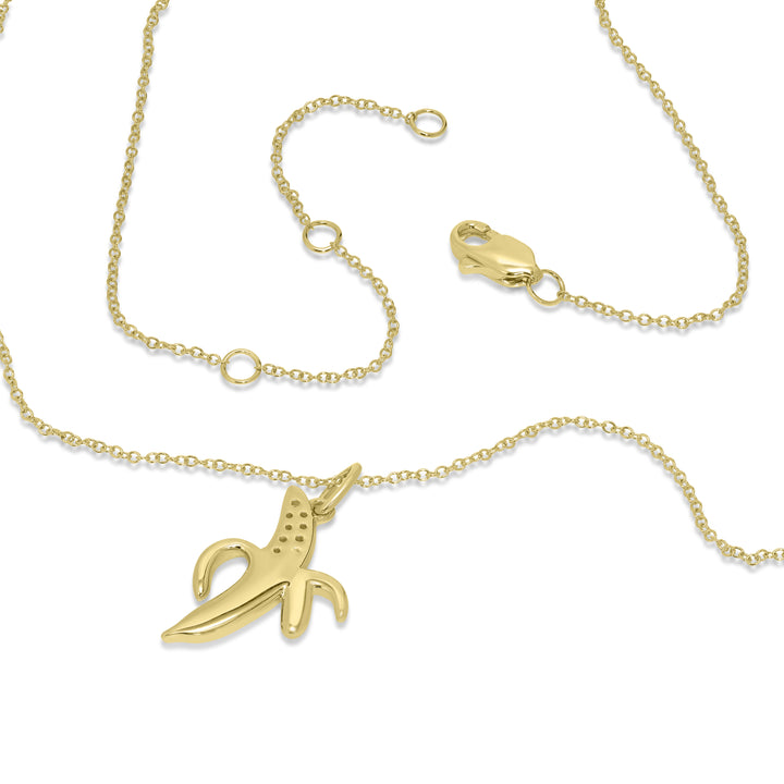 0.04 Cts White Diamond BANANA Pendant in 14K Yellow Gold