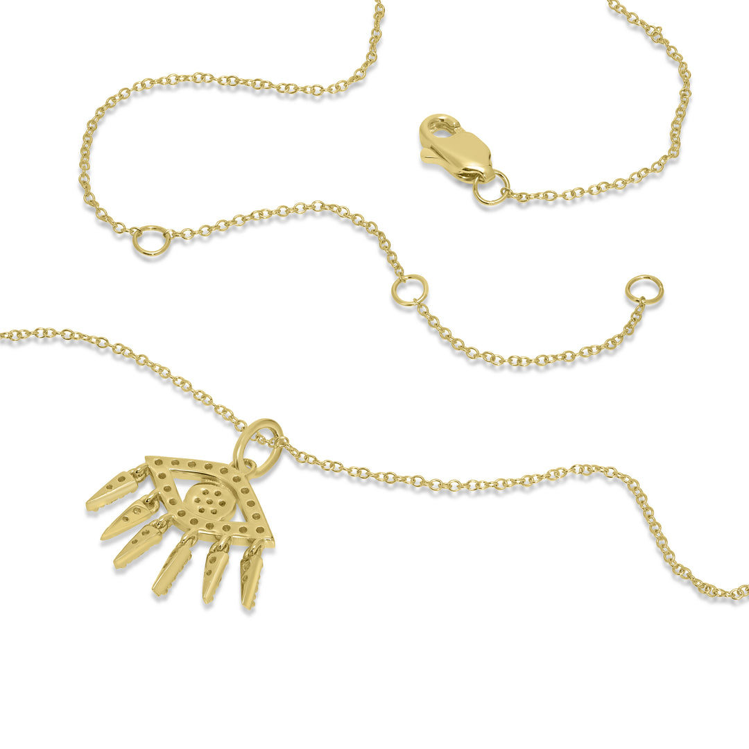 0.21 Cts White Diamond DANGLING EYE Pendant in 14K Yellow Gold
