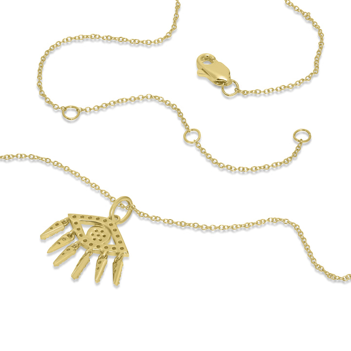 0.21 Cts White Diamond DANGLING EYE Pendant in 14K Yellow Gold