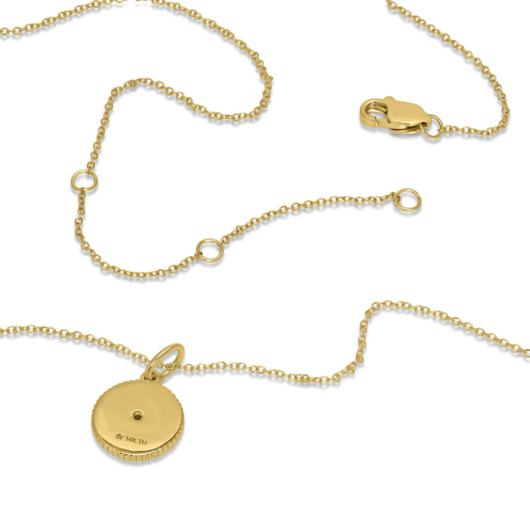 0.02 Cts White Diamond CIRCLE EYE Pendant in 14K Yellow Gold