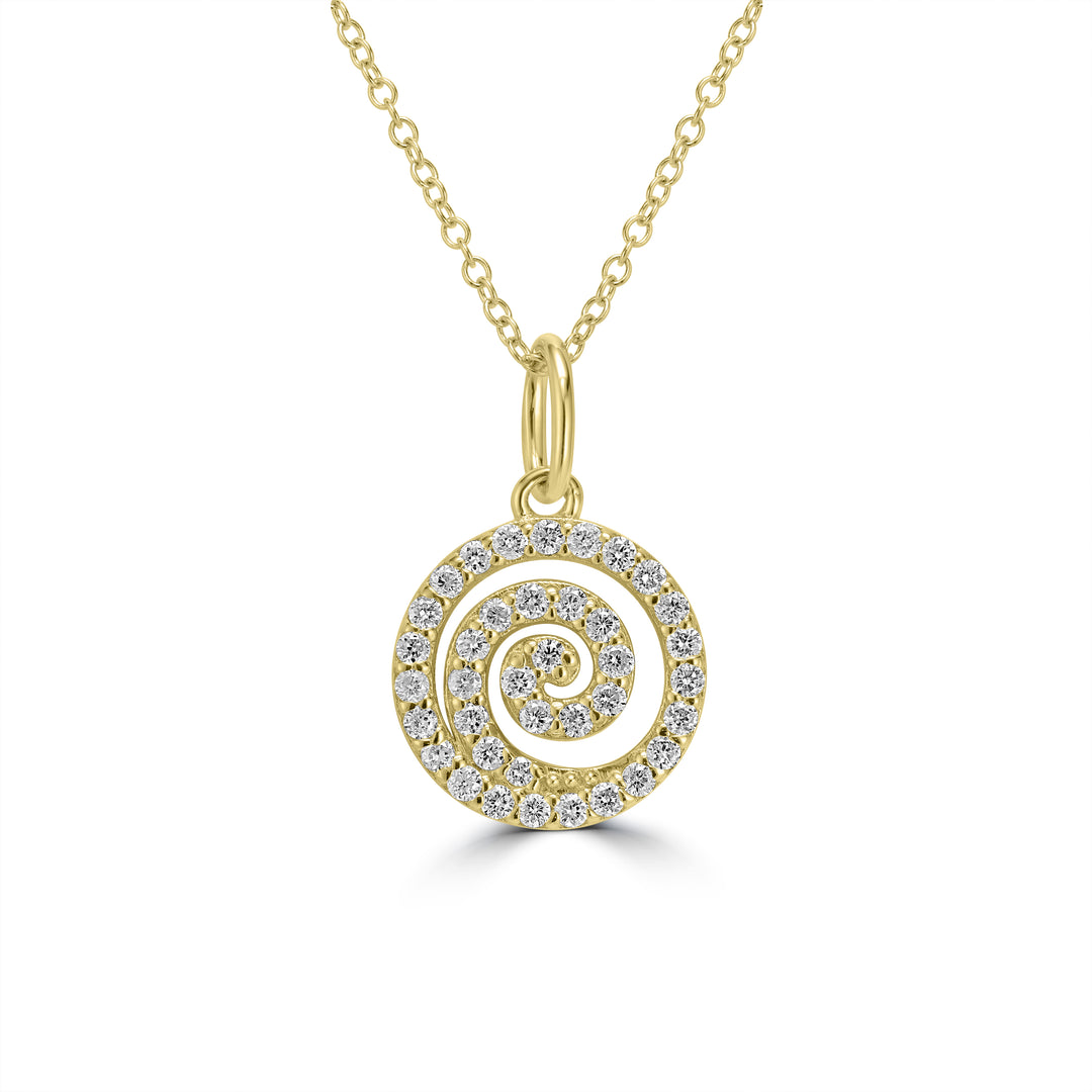 0.20 Cts White Diamond Pendant in 14K Yellow Gold