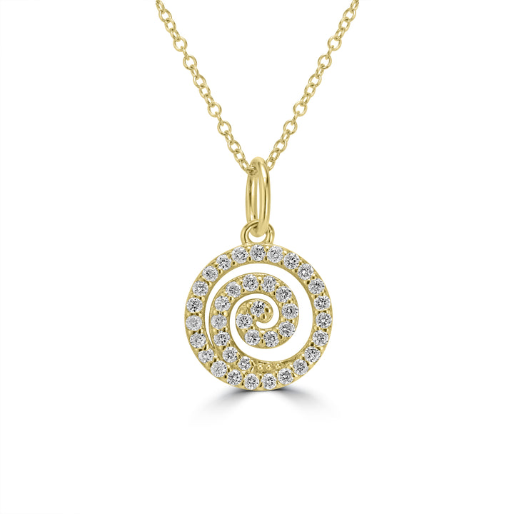 0.20 Cts White Diamond Pendant in 14K Yellow Gold
