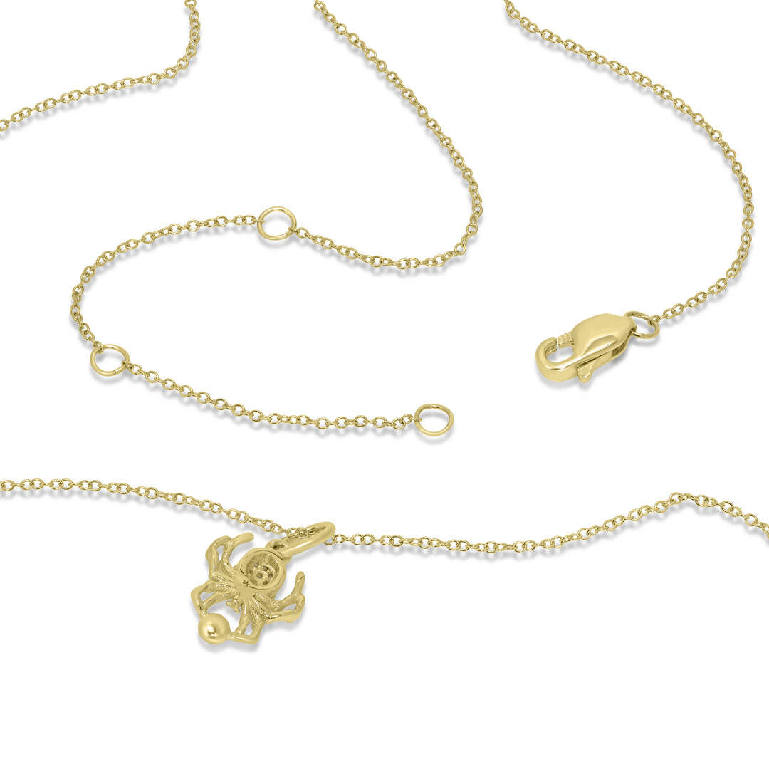0.17 Cts White Diamond SPIDER Pendant in 14K Yellow Gold