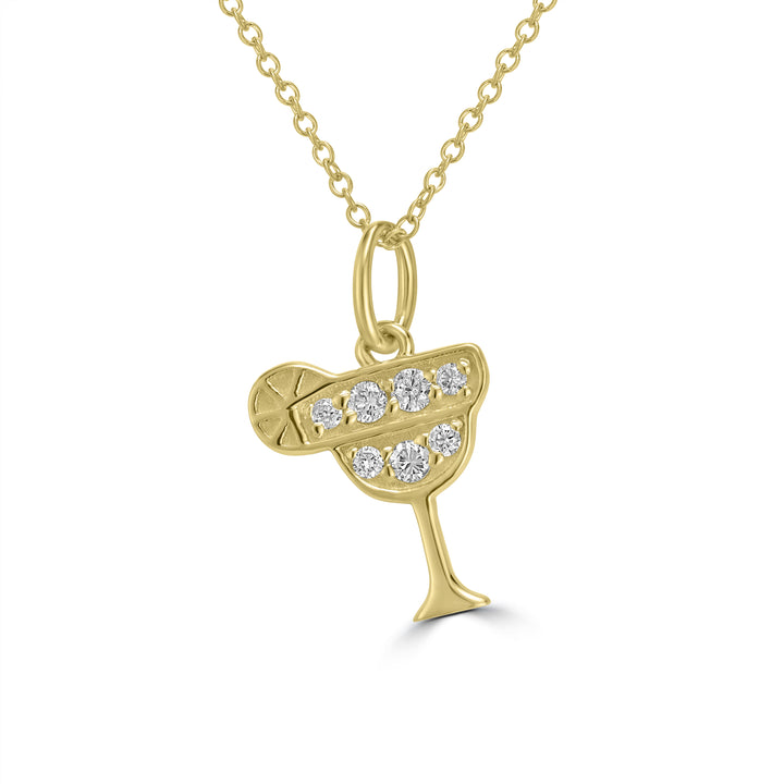 0.10 Cts White Diamond Pendant in 14K Yellow Gold