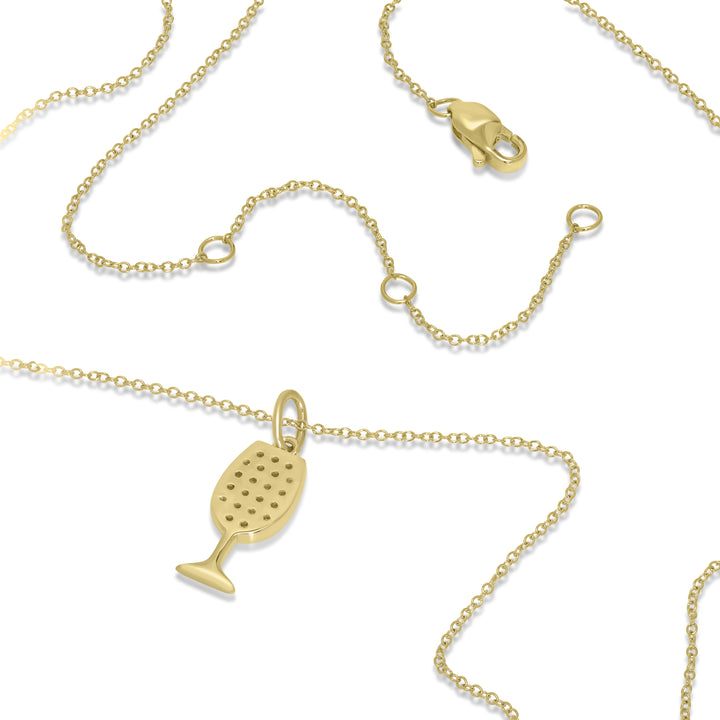 0.14 Cts White Diamond WINE Pendant in 14K Yellow Gold