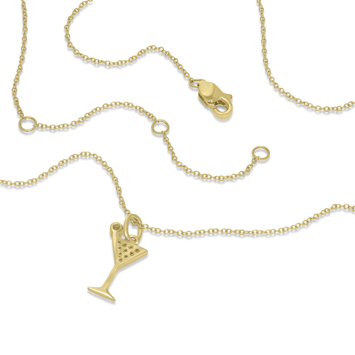 0.05 Cts White Diamond MARTINI Pendant in 14K Yellow Gold