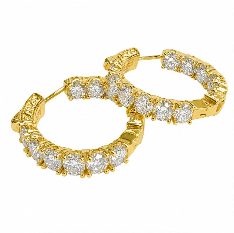 7.20 DEW. Moissanite Hoop Earring in 925 Yellow Gold