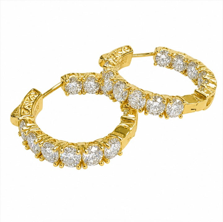 7.20 DEW. Moissanite Hoop Earring in 925 Yellow Gold