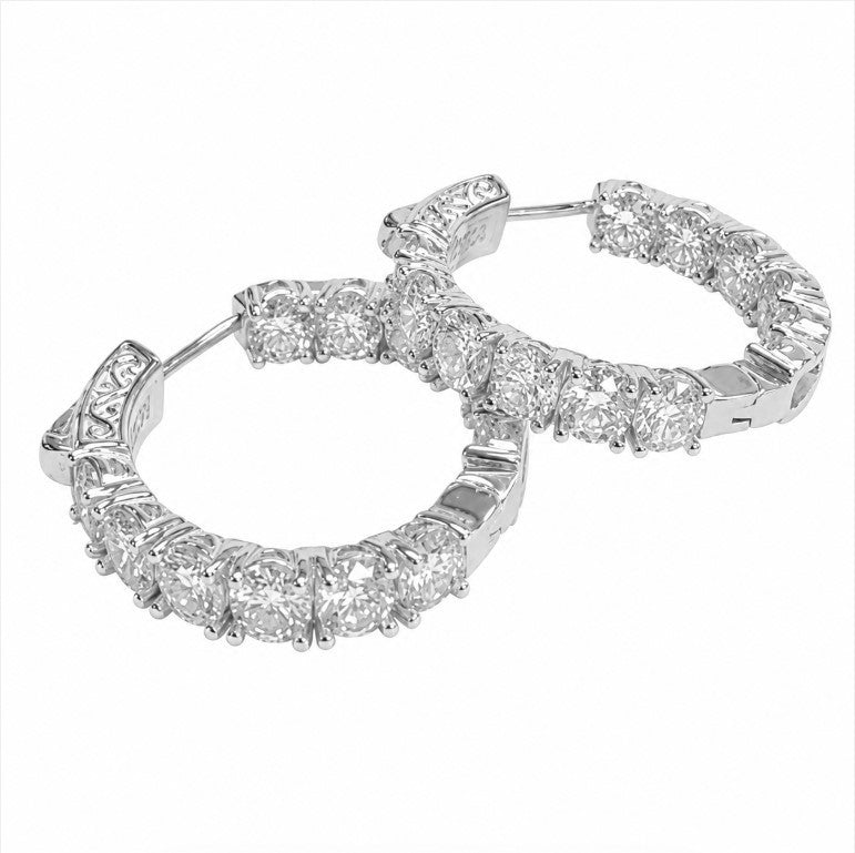 7.20 DEW Moissanite Hoop Earring in 925 Platinum Plated