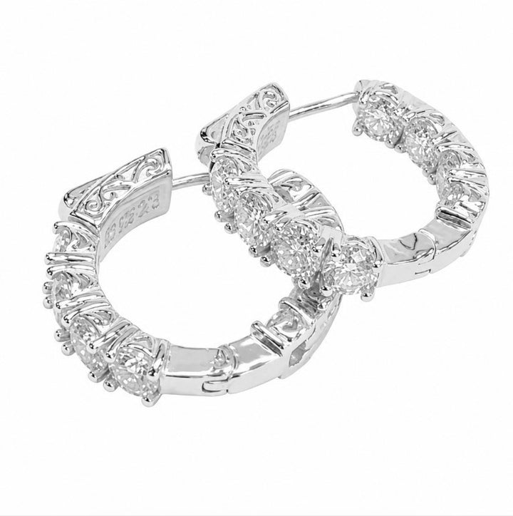 1.60 DEW Moissanite Hoop Earring in 925 Platinum Plated