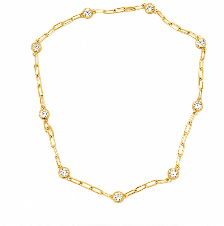 8.00 DEW Moissanite Link Necklace in 925 Yellow Gold