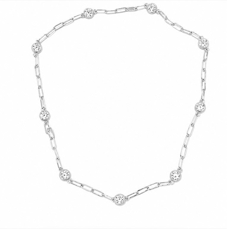 8.00 DEW Moissanite Link Necklace in 925 Platinum Plated