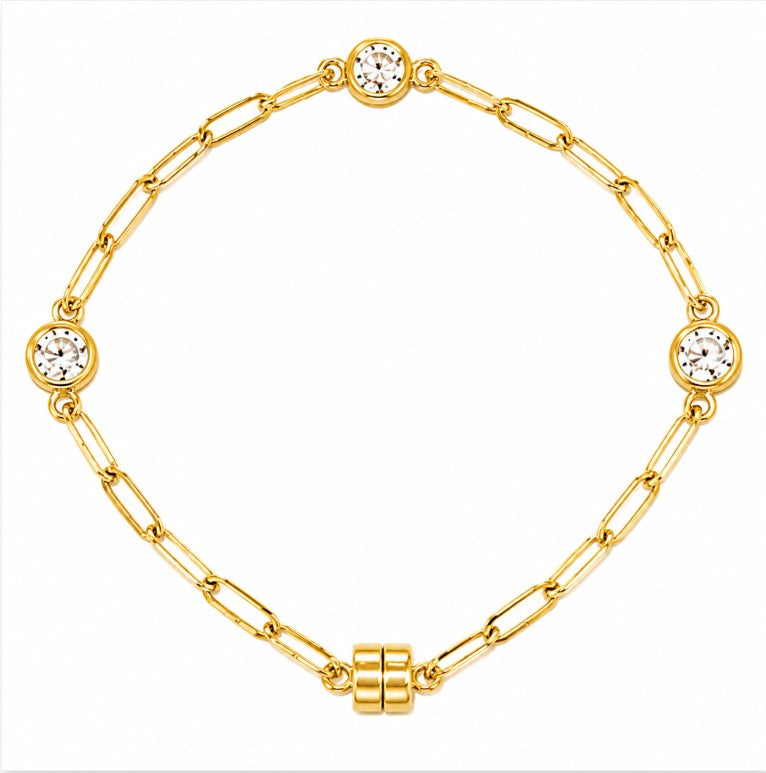 3.00 DEW Moissanite Link Bracelet in 925 Yellow Gold