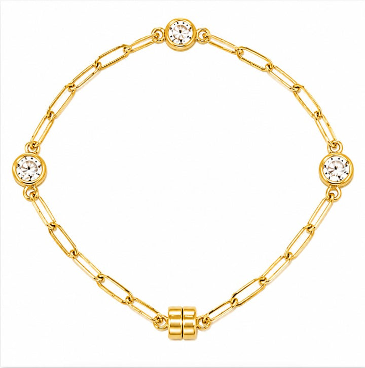 3.00 DEW Moissanite Link Bracelet in 925 Yellow Gold