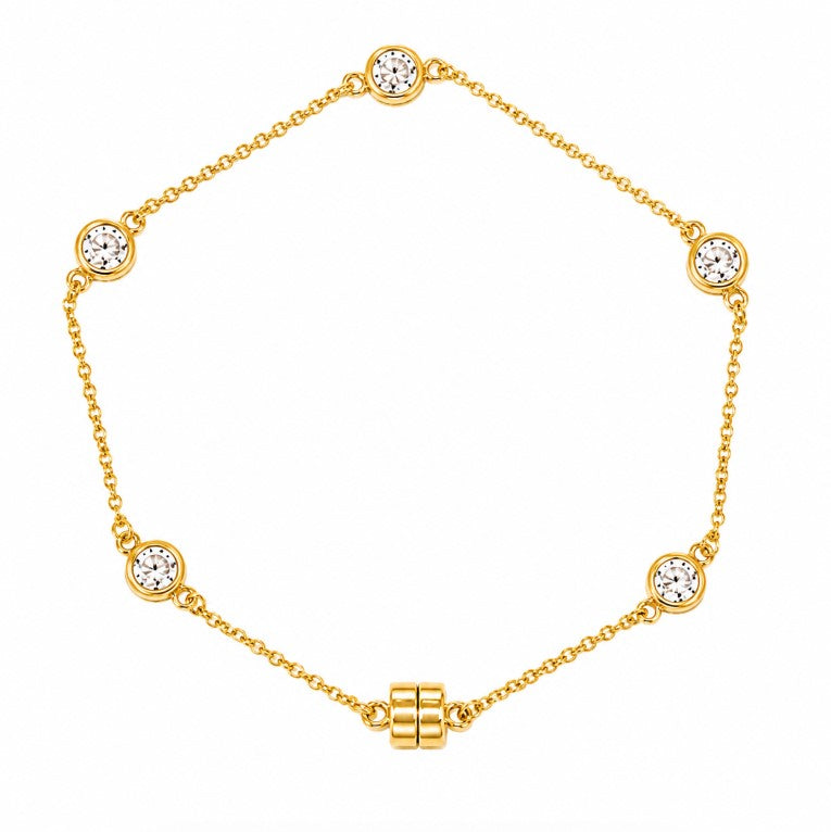 2.50 DEW Moissanite Station Bracelet in 925 Yellow Gold