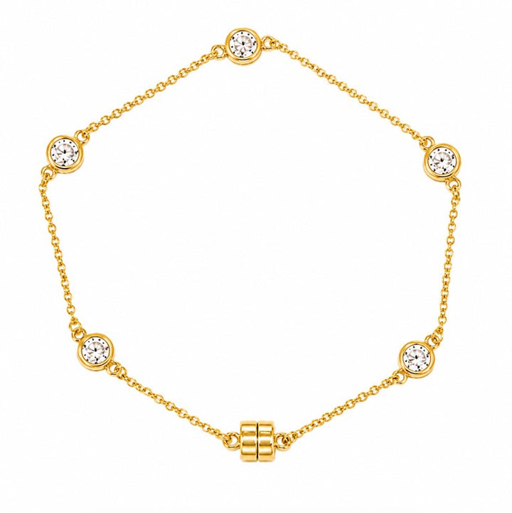 2.50 DEW Moissanite Station Bracelet in 925 Yellow Gold