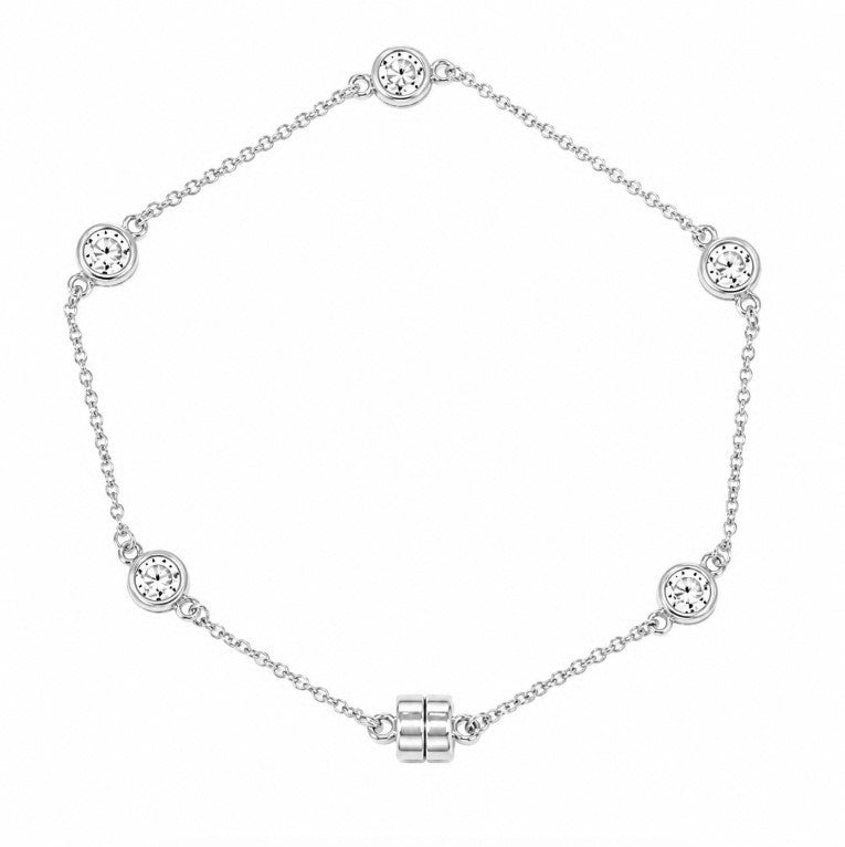 2.50 DEW Moissanite Station Bracelet in 925 Platinum Plated
