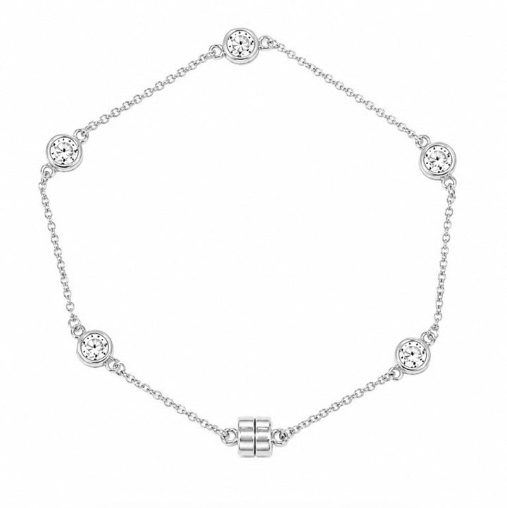 2.50 DEW Moissanite Station Bracelet in 925 Platinum Plated